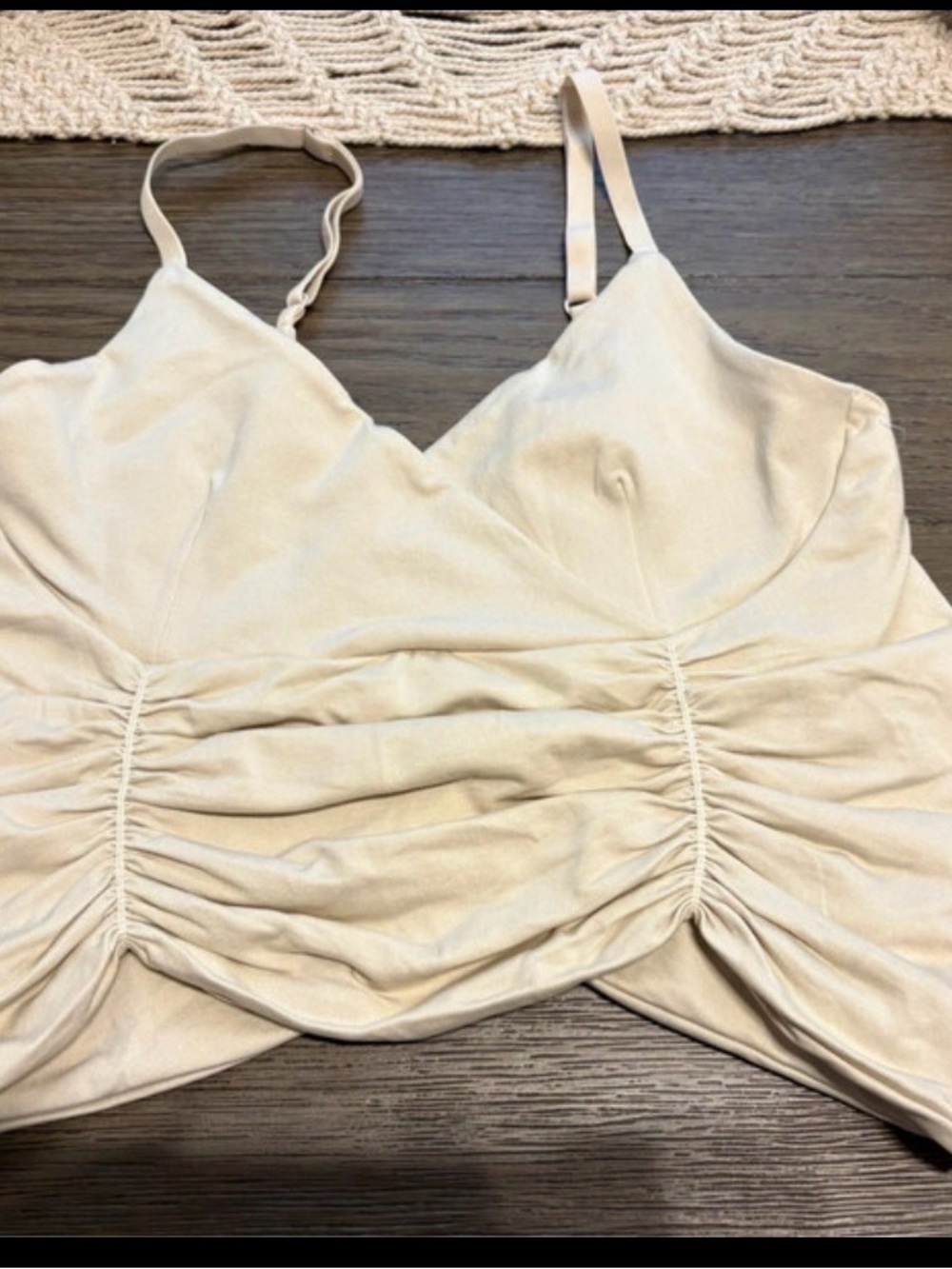 Forever 21 Beige Ruched V-Neck Camisole